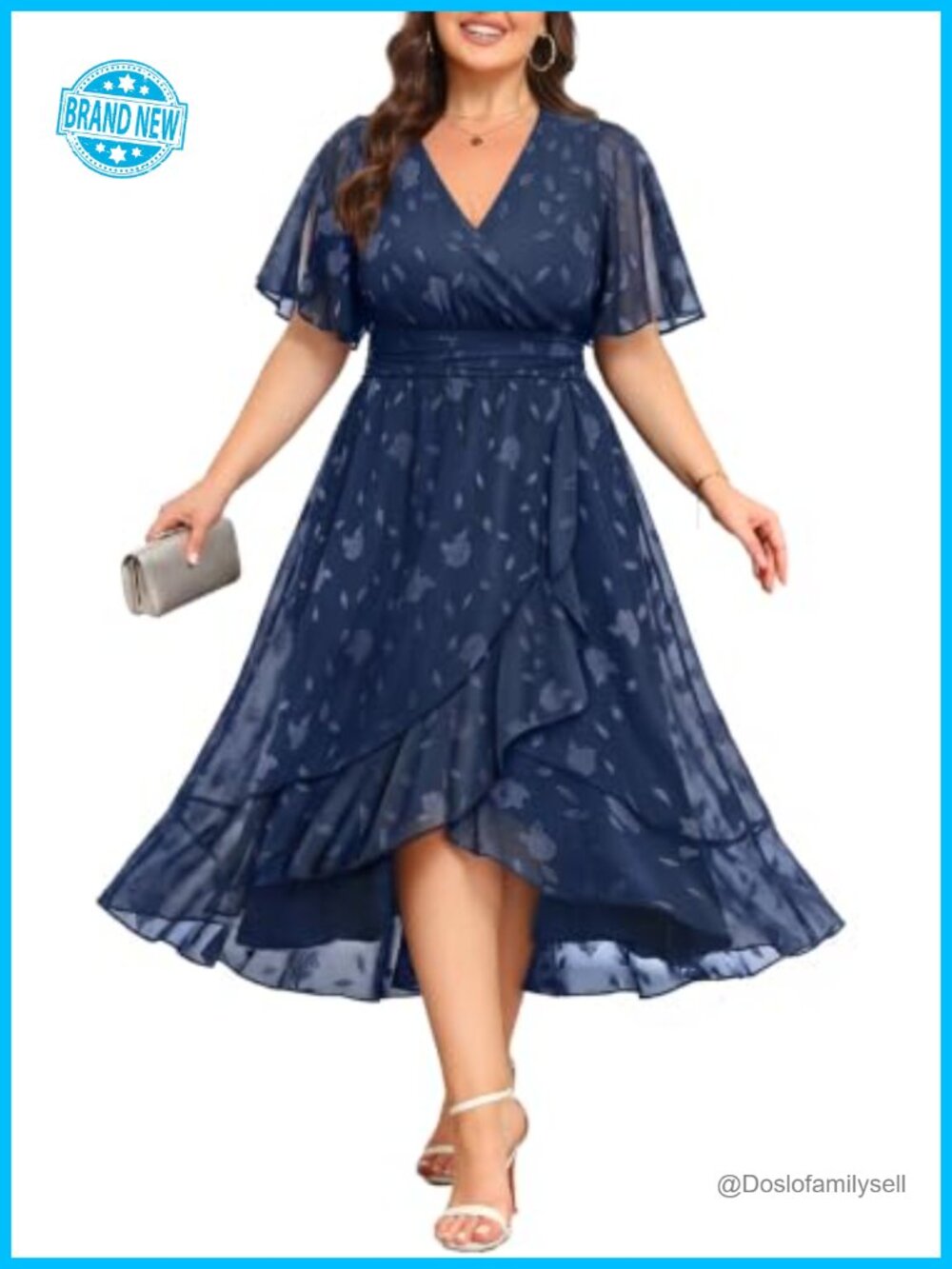 Plus Size Jacquard High Low Dress Semi Formal Cocktail Wedding Guest